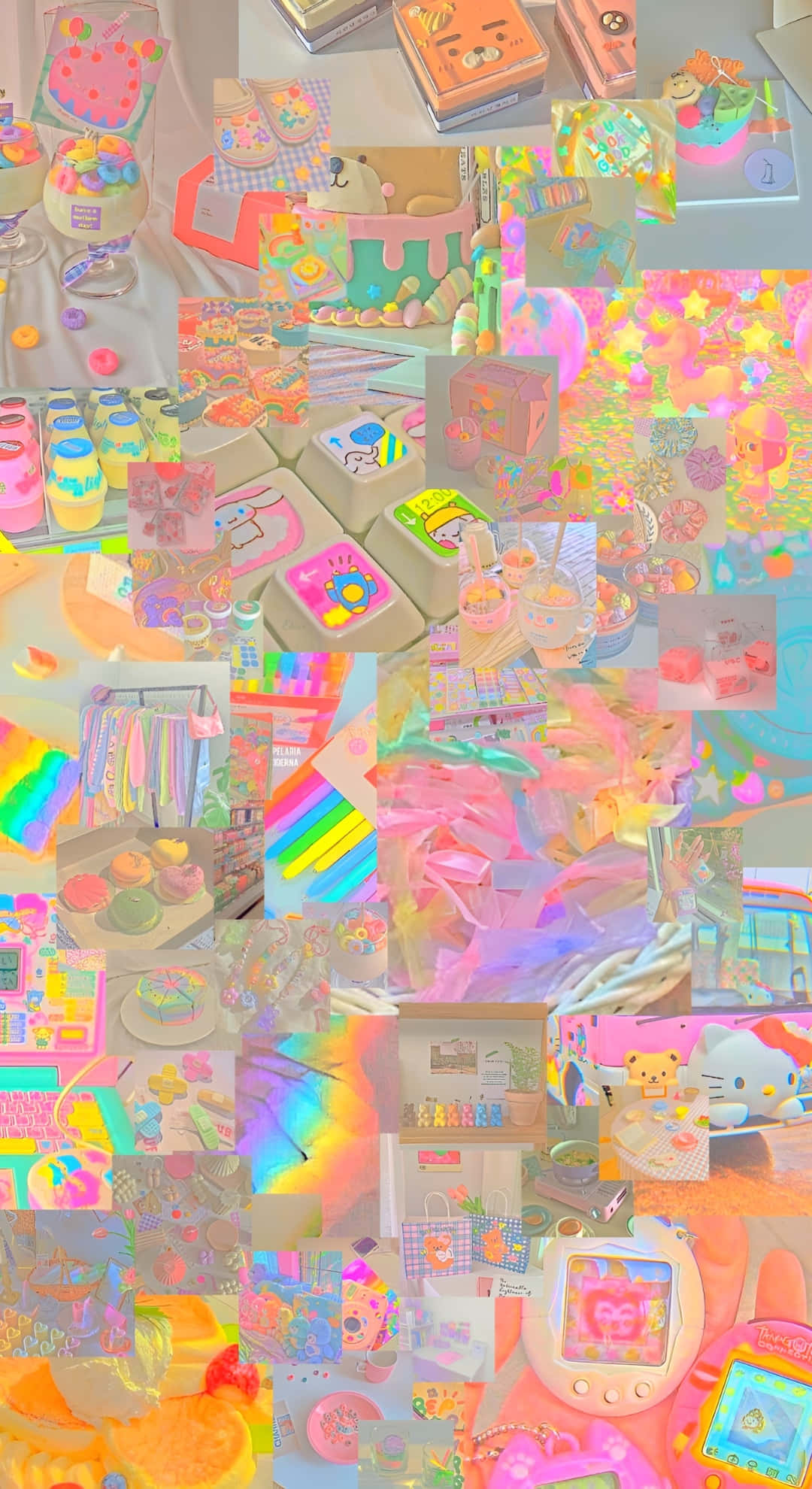 pastel pink, rainbow-colored, kawaii items, Full HD Phone Wallpaper