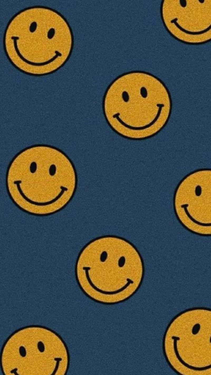 smiley face pattern, yellow smiley faces, black outlines, HD Phone Wallpaper