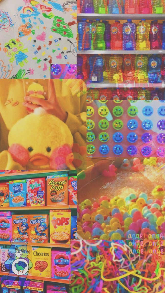 Soft Indie Aesthetic, collage, childhood nostalgia, SD Phone Wallpaper