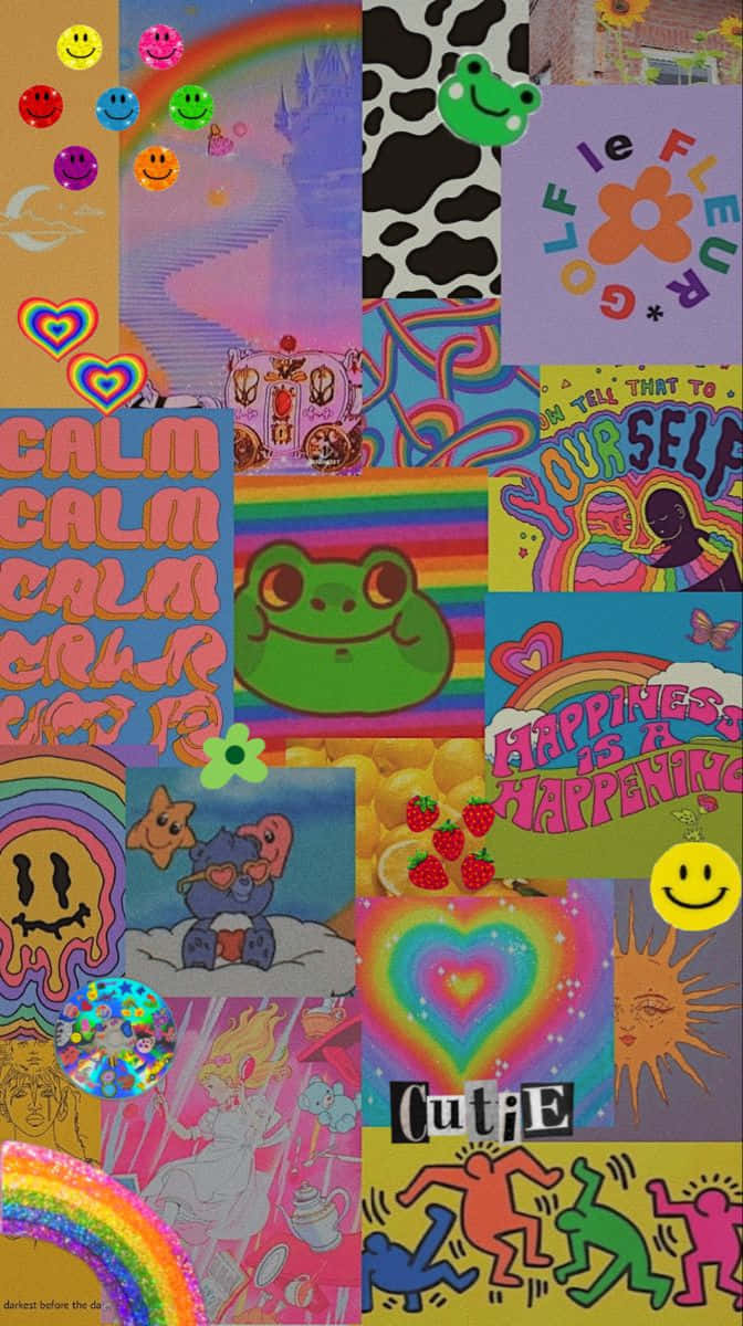 Soft Indie Aesthetic, retro pop art, rainbows, SD Phone Wallpaper