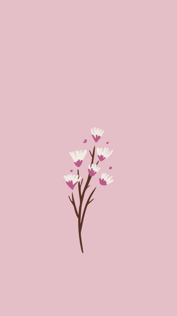 simple pink, soft pink background, delicate branch, SD Phone Wallpaper