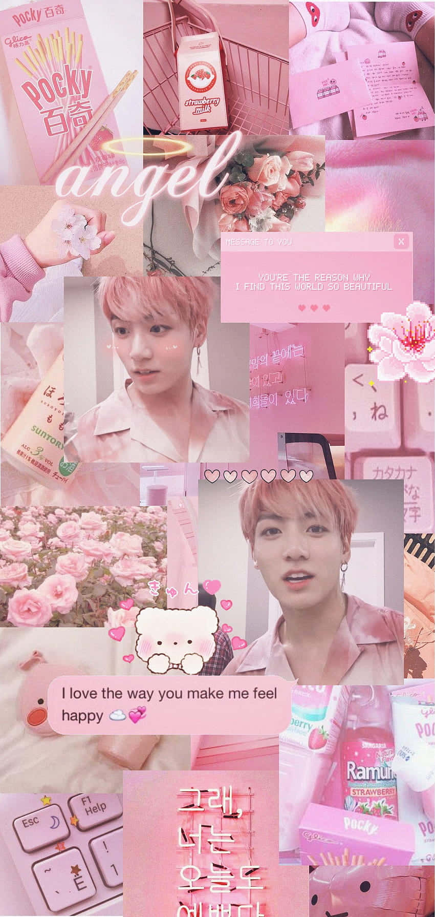 Soft Pink Aesthetic, young man, flowers, HD Phone Wallpaper