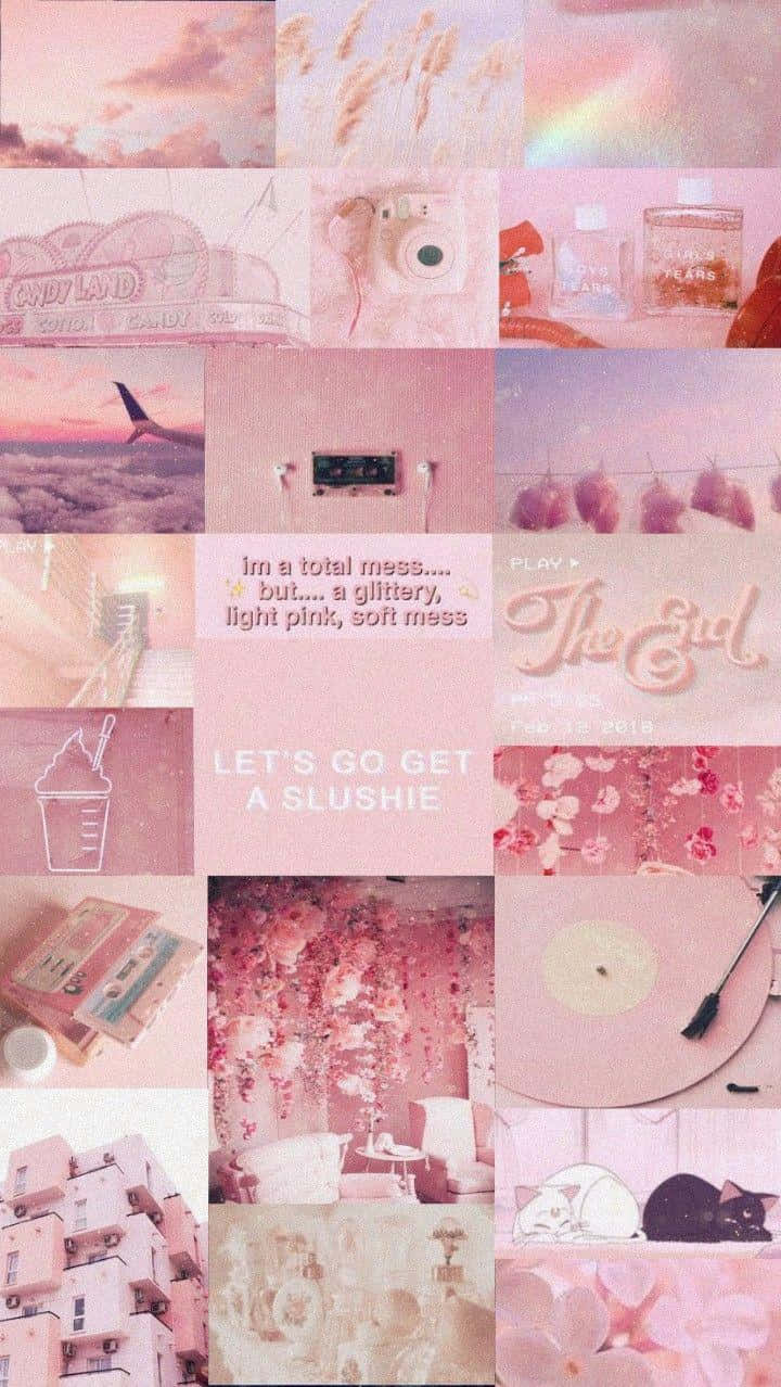 Soft Pink Aesthetic, cotton candy skies, vintage cameras, SD Phone Wallpaper