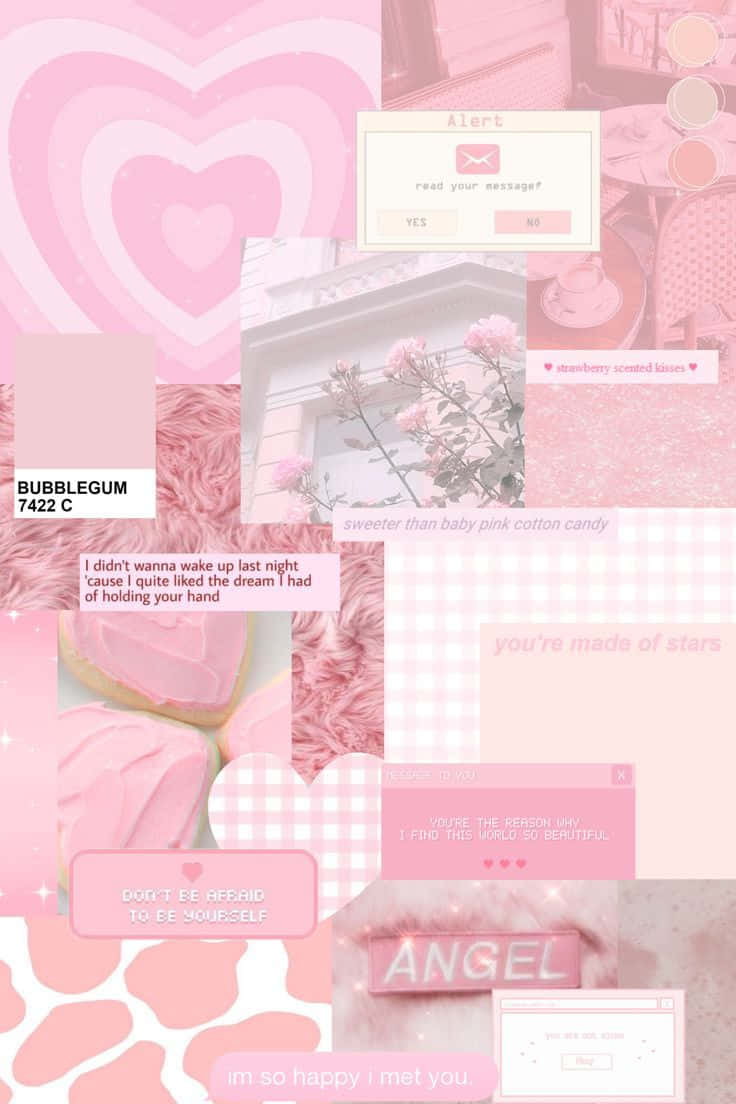 Soft Pink Aesthetic, hearts, cookies, SD Phone Wallpaper
