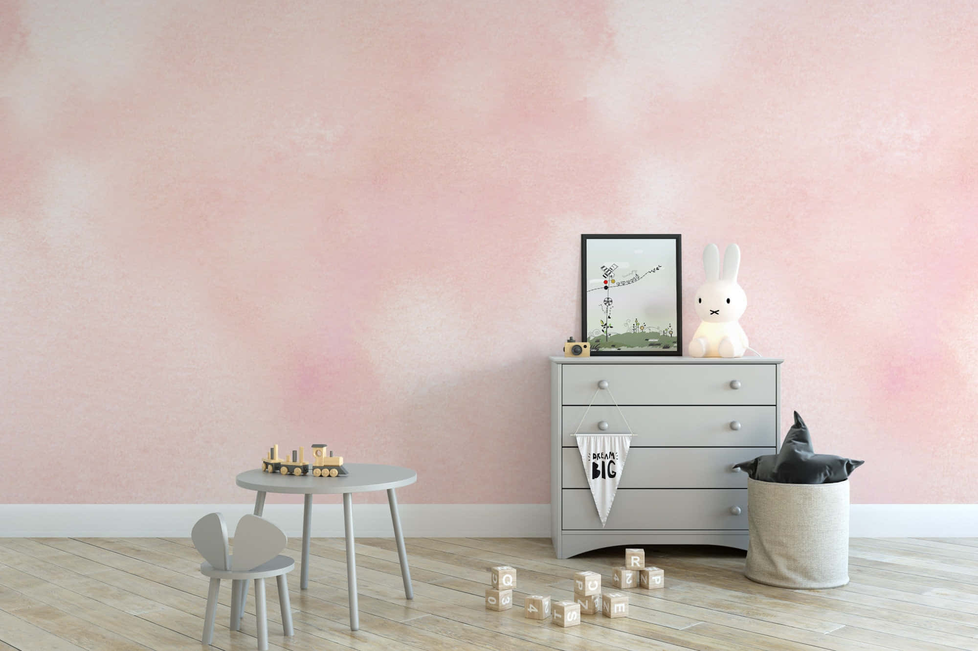 Soft Pink, watercolor textured, minimalist child's room, Full HD Desktop Wallpaper