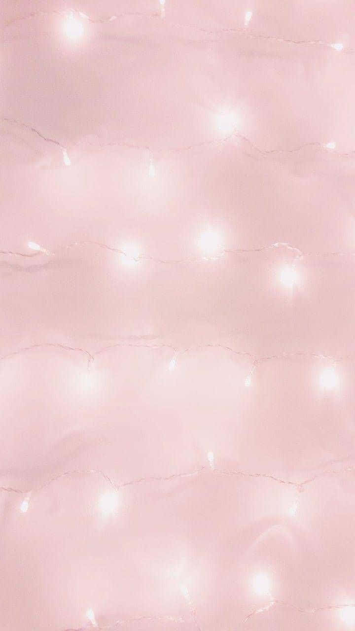 Soft Pink, glowing string lights, soft pink background, HD Phone Wallpaper