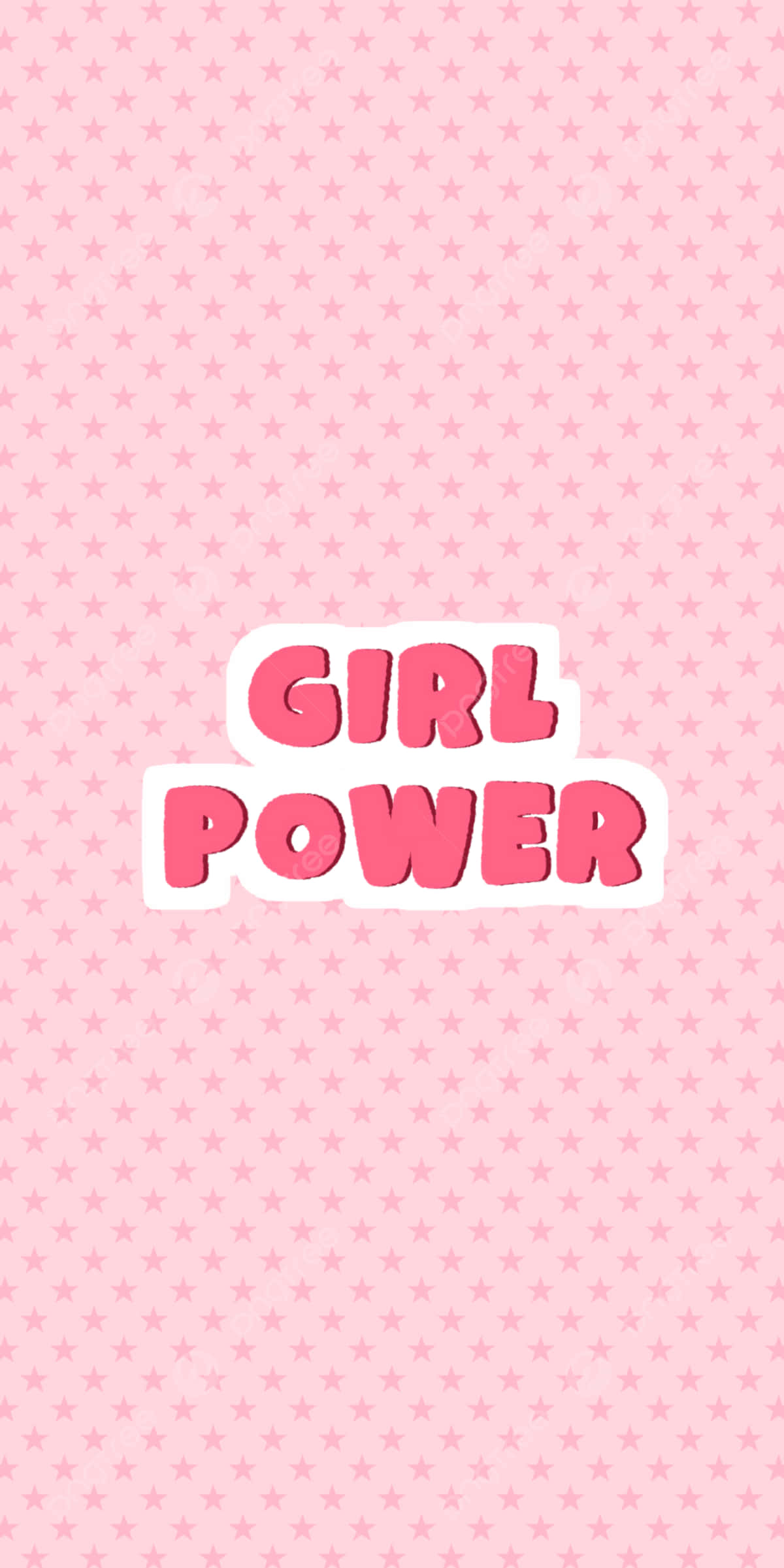 pink, star pattern, girl power text, Full HD Phone Wallpaper