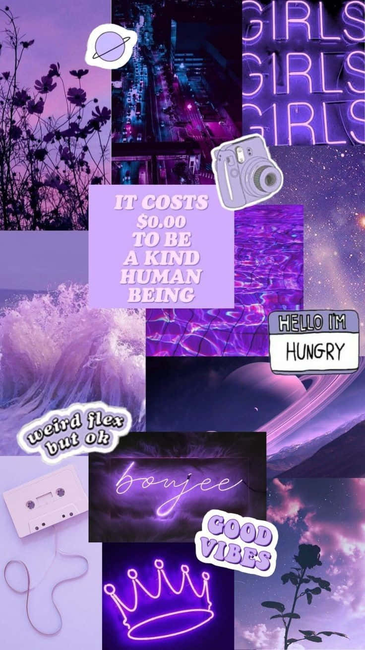 Soft Purple Aesthetic, neon signs, cassette tapes, HD Phone Wallpaper