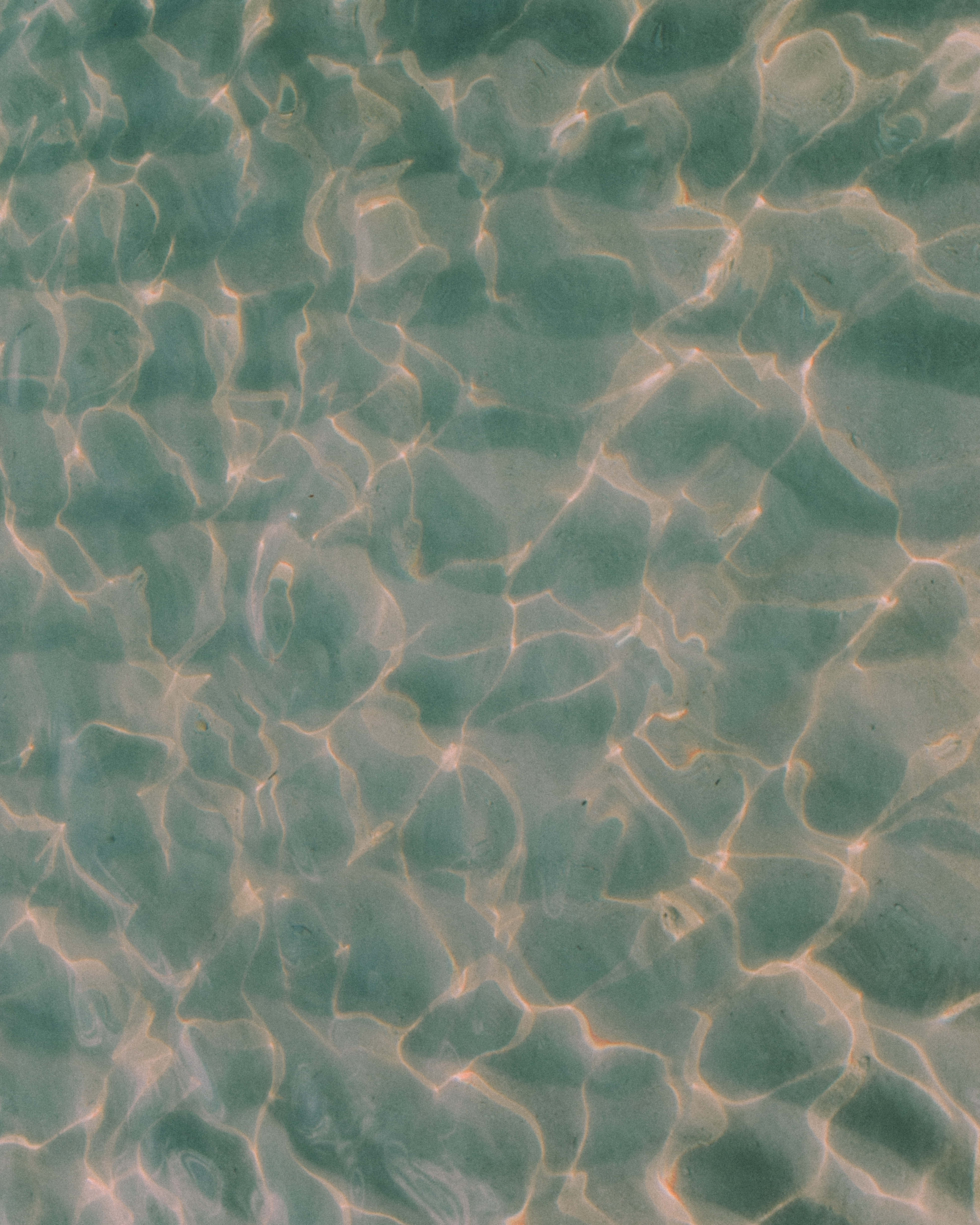 Soft White Aesthetic, turquoise water, sunlight ripples, 4K Phone Wallpaper