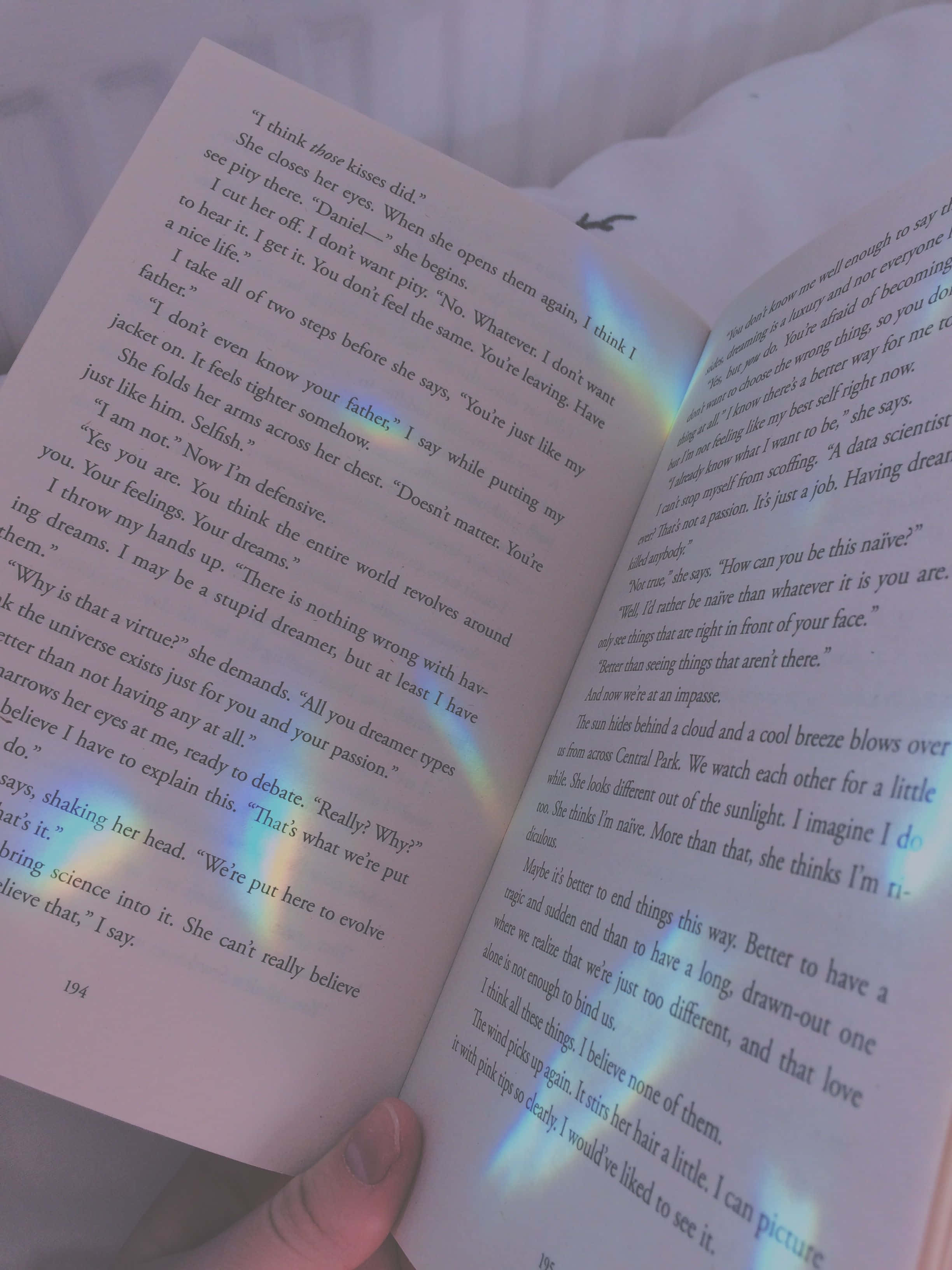 Soft White Aesthetic, book, hand, 2K Phone Wallpaper