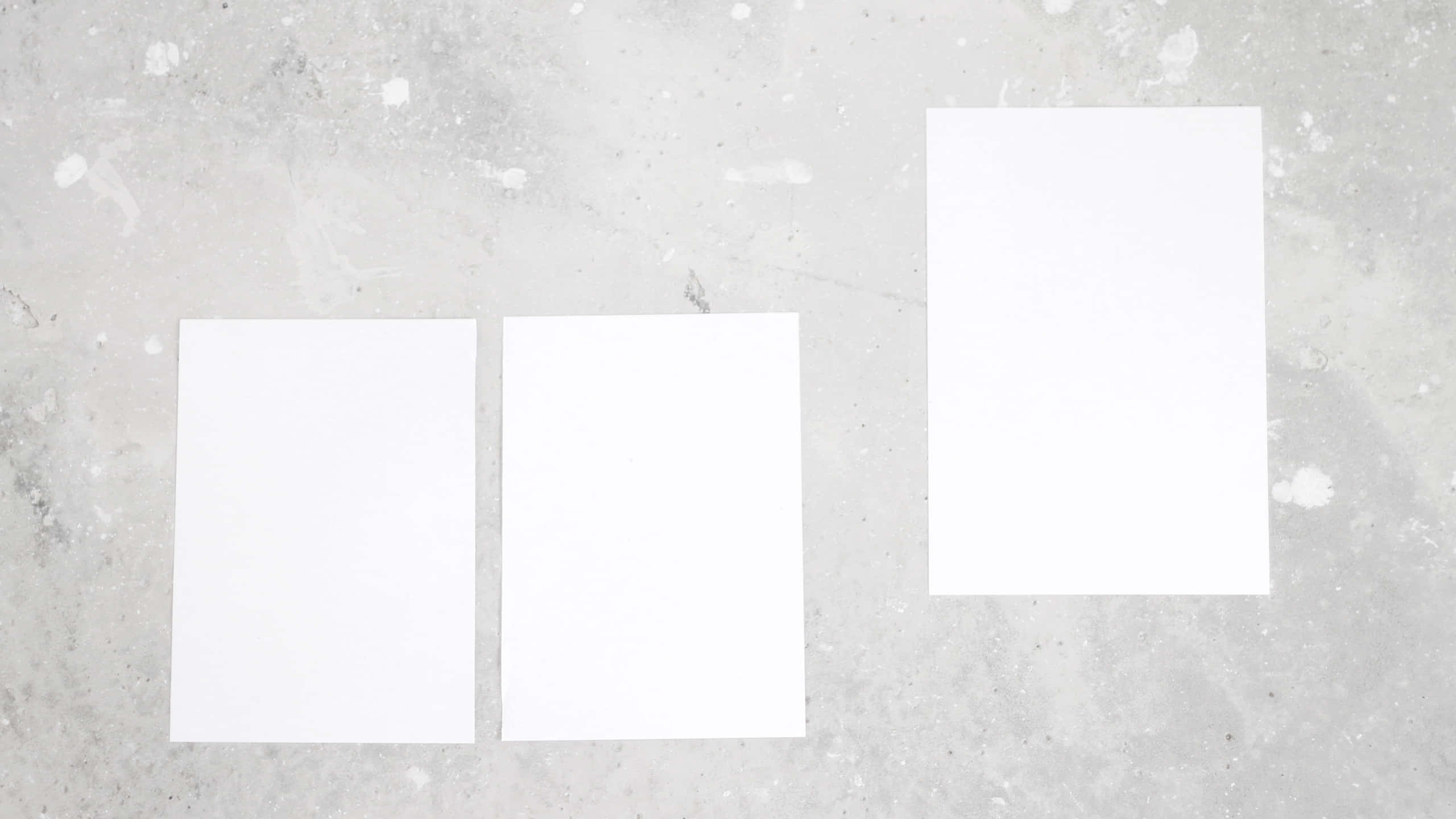 Soft White Aesthetic, white papers, textured gray concrete surface, 2K Desktop Wallpaper