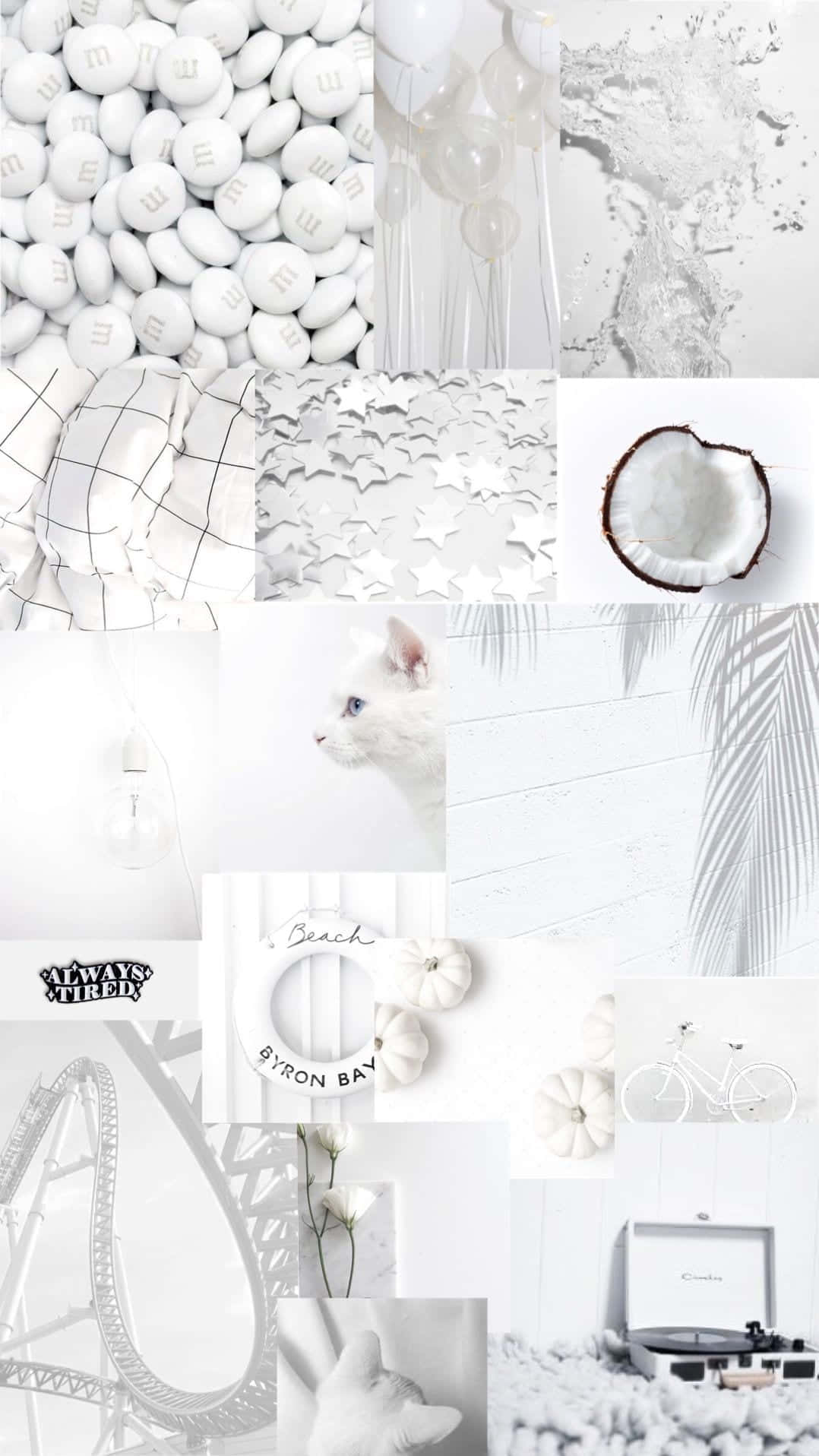 white aesthetic, monochrome collage, candies, HD Phone Wallpaper