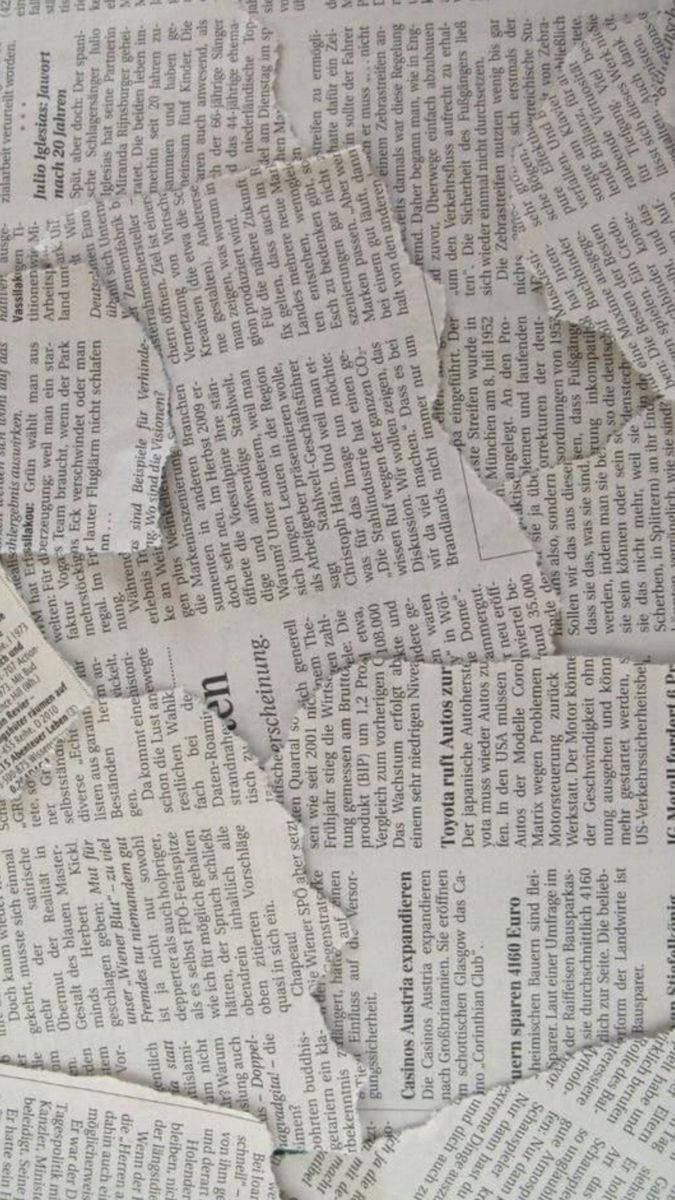 newspaper aesthetic, torn pieces, German headlines, SD Phone Wallpaper
