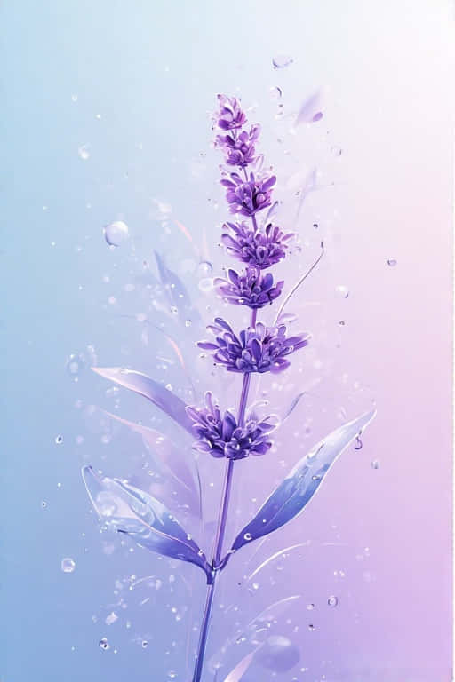 lavender serenity, dewdrops, purple lavender stem, SD Phone Wallpaper
