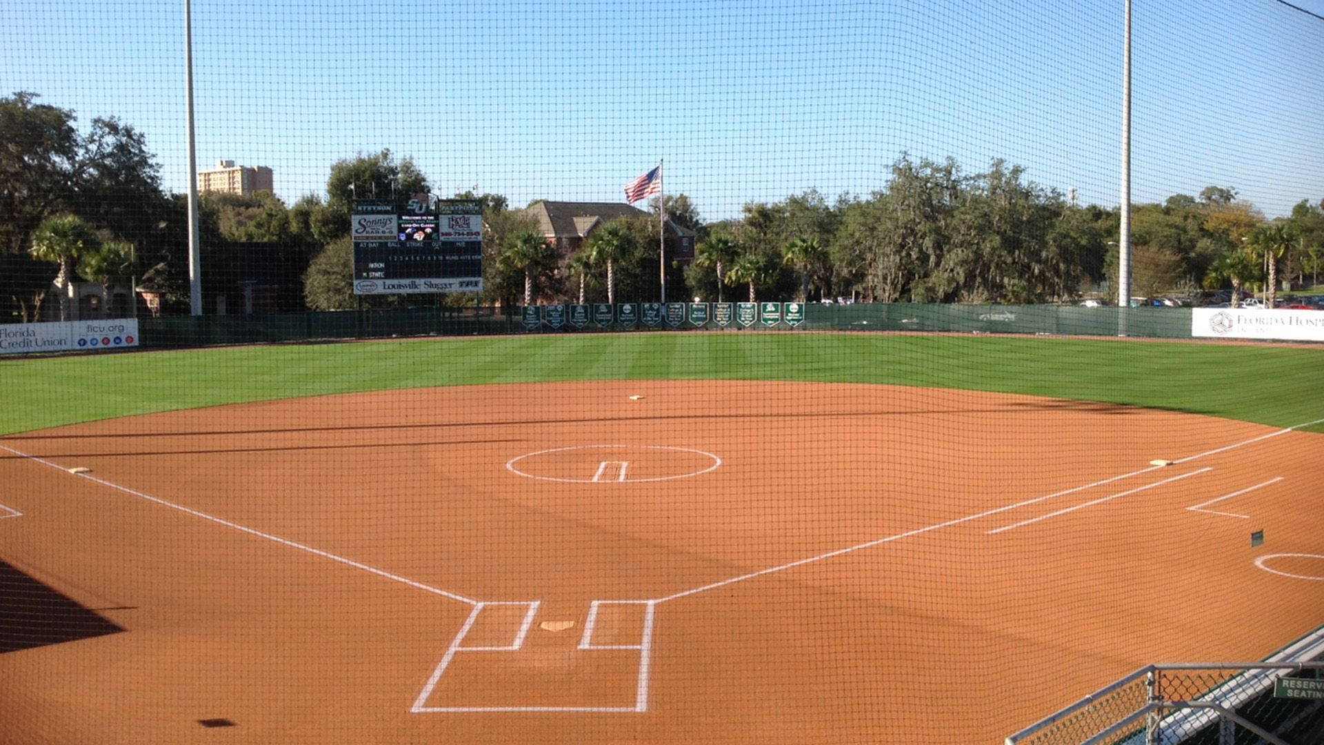 softball field, crisp white lines, reddish-brown dirt, Full HD Desktop Wallpaper