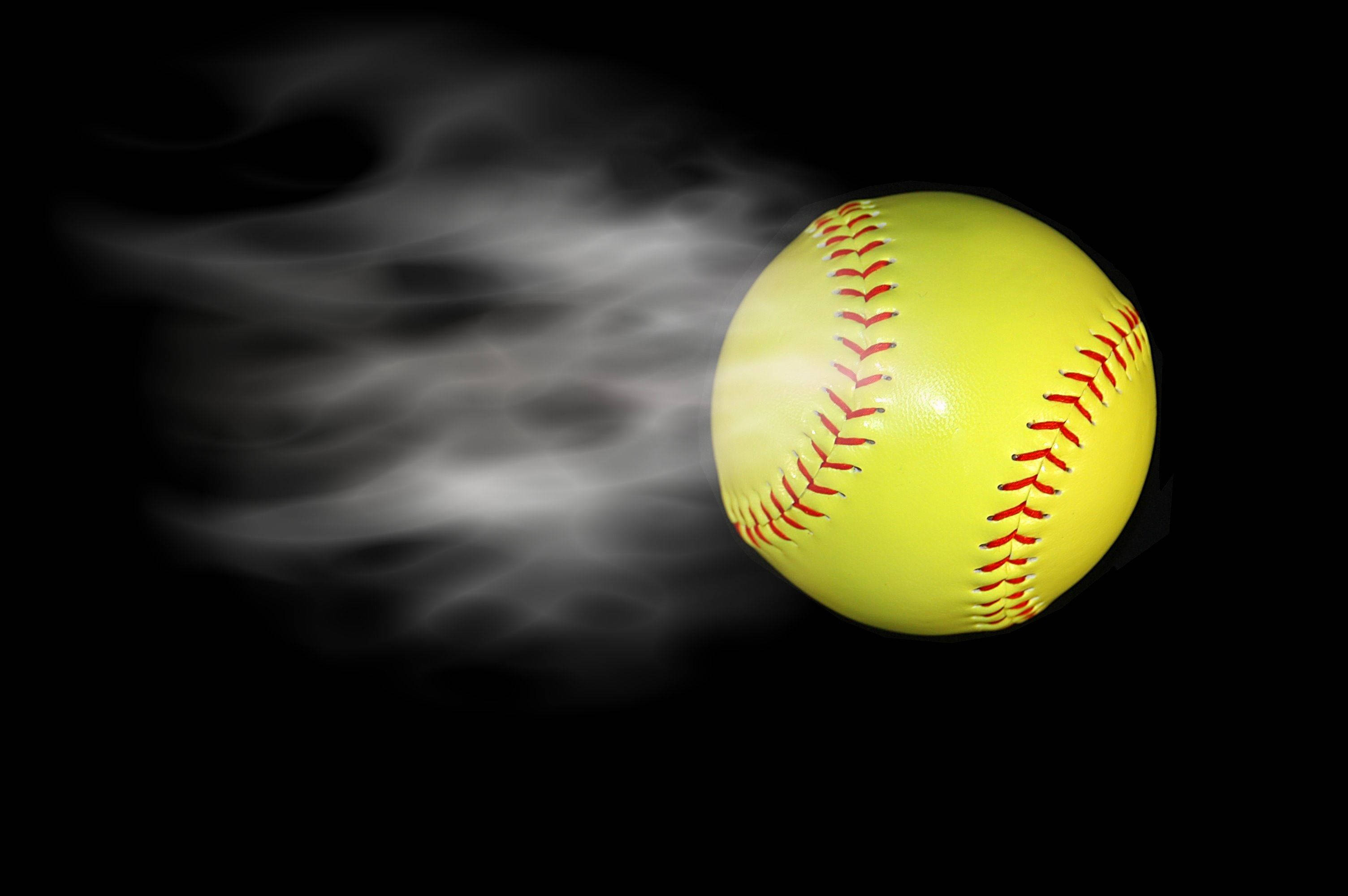 softball, bright yellow, red stitching, 2K Desktop Wallpaper
