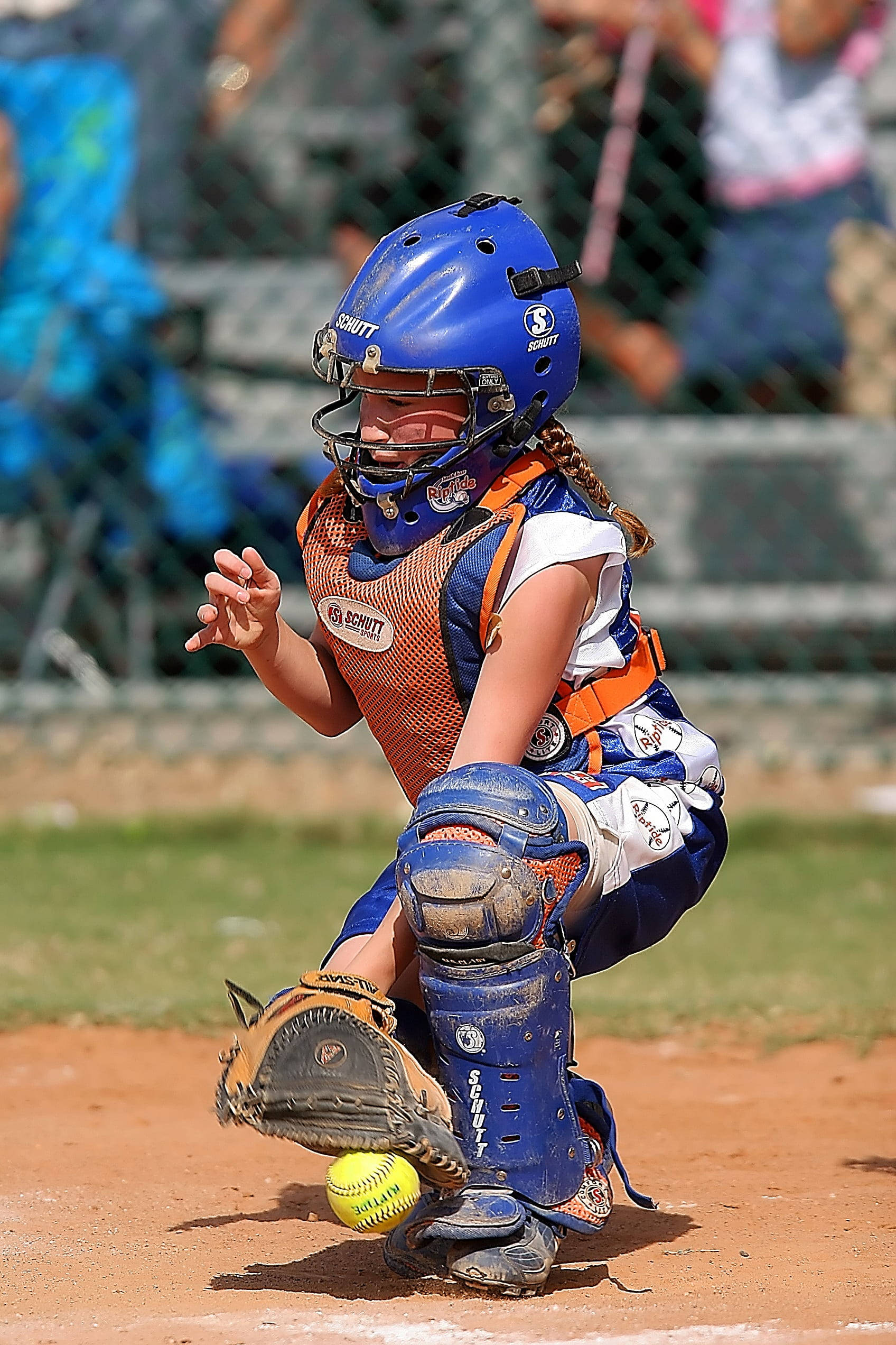 softball player, dirt covered uniform, young softball catcher, Full HD Phone Wallpaper