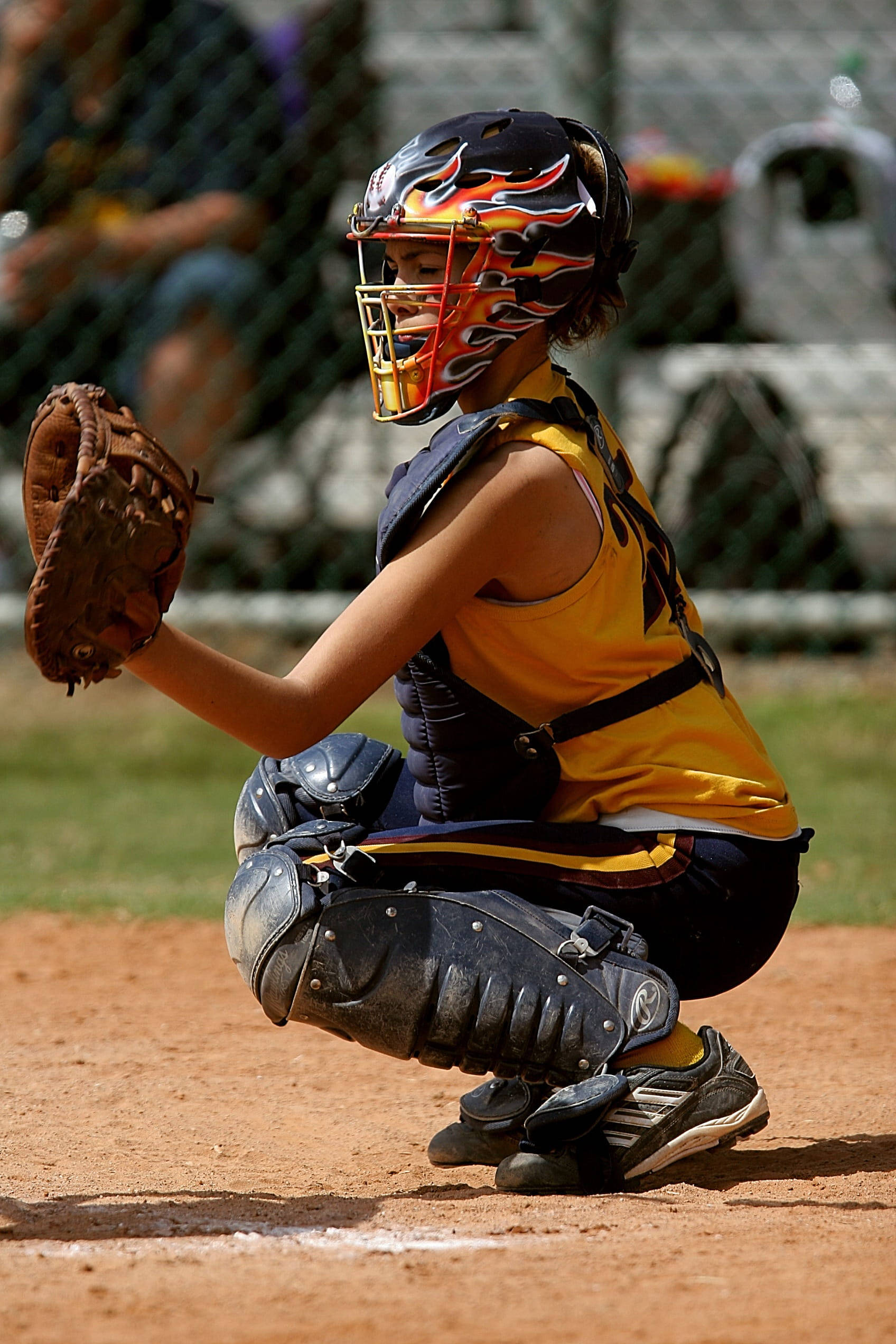 softball player, chest protector, full gear, Full HD Phone Wallpaper