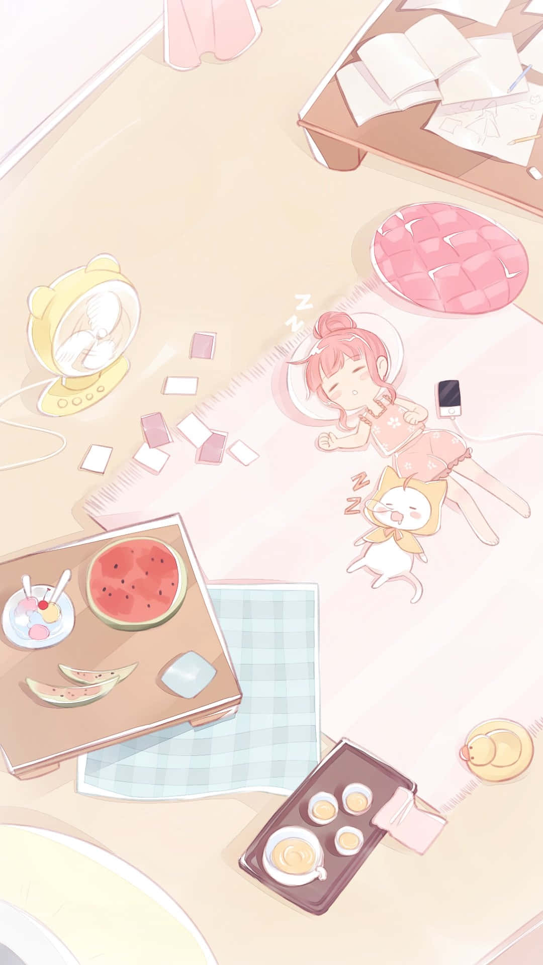 Softie Aesthetic, pink hair, pink rug, Full HD Phone Wallpaper