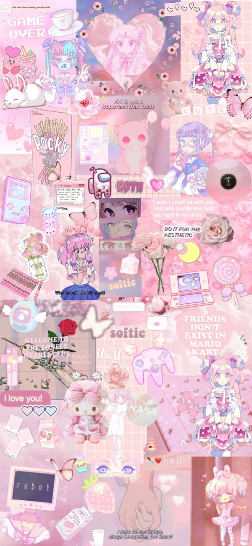 Softie Aesthetic, pastel pink, digital collage, HD Phone Wallpaper