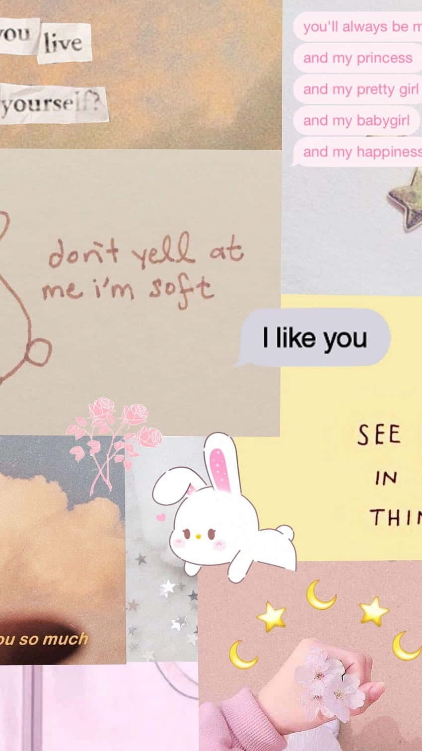 Softie Aesthetic, pastel collage, handwritten quotes, HD Phone Wallpaper