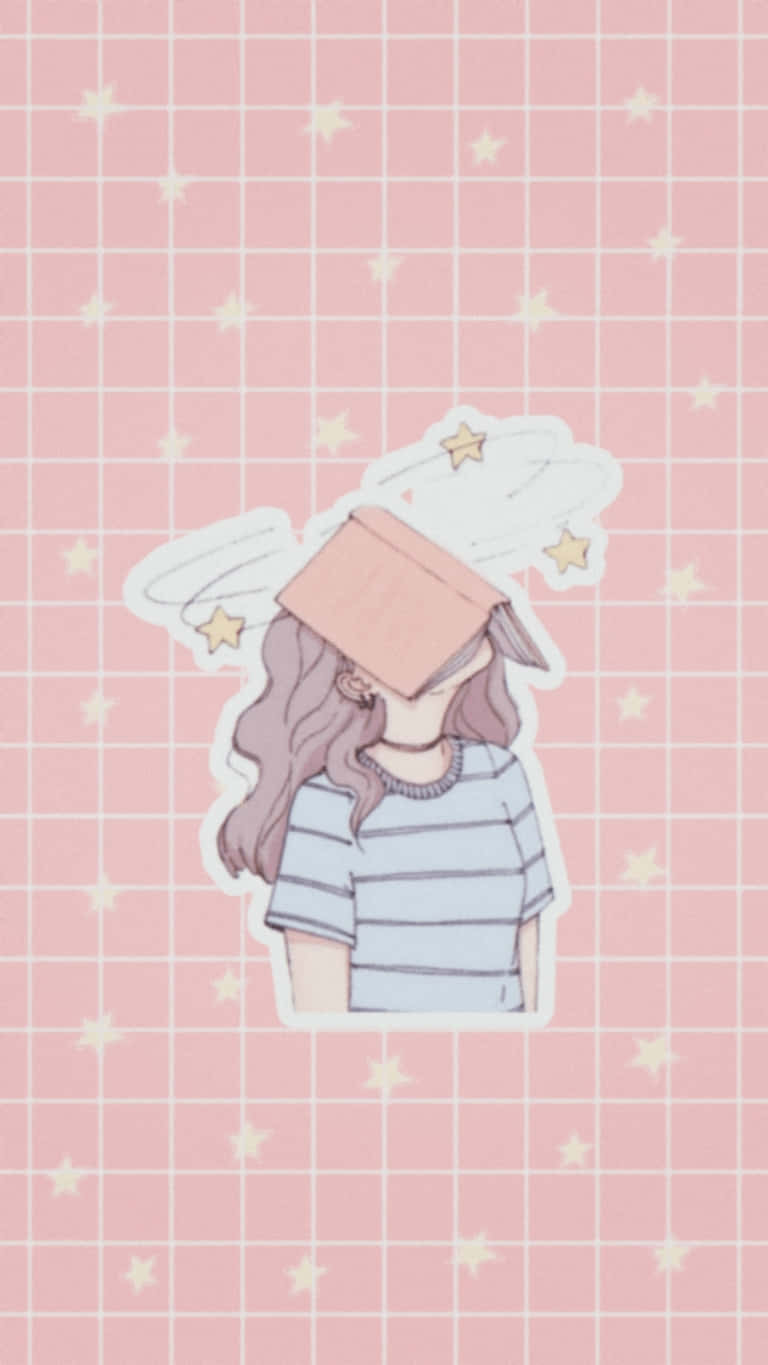 Softie Aesthetic, girl with book hat, long purple hair, HD Phone Wallpaper