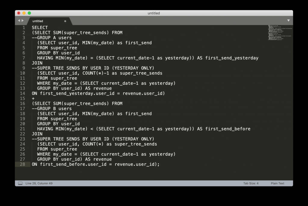 Sublime, SQL code, dark-themed text editor, SD Desktop Wallpaper