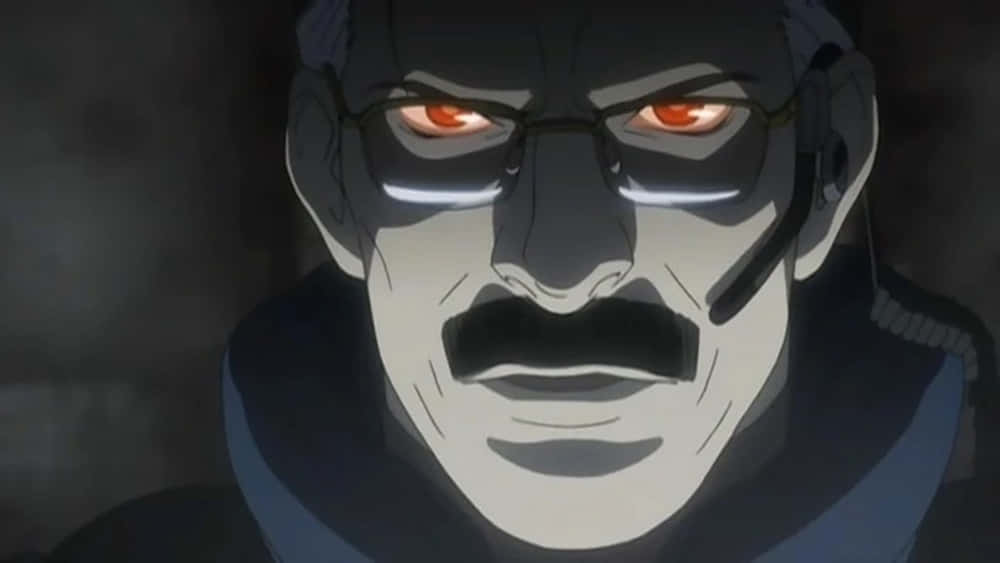 Soichiro Yagami, glowing red eyes, mustache, SD Desktop Wallpaper