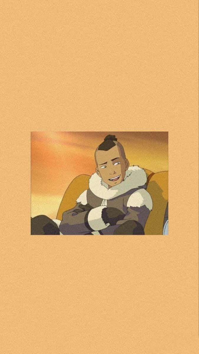 Sokka, fur-lined coat, warm sunset sky, SD Phone Wallpaper