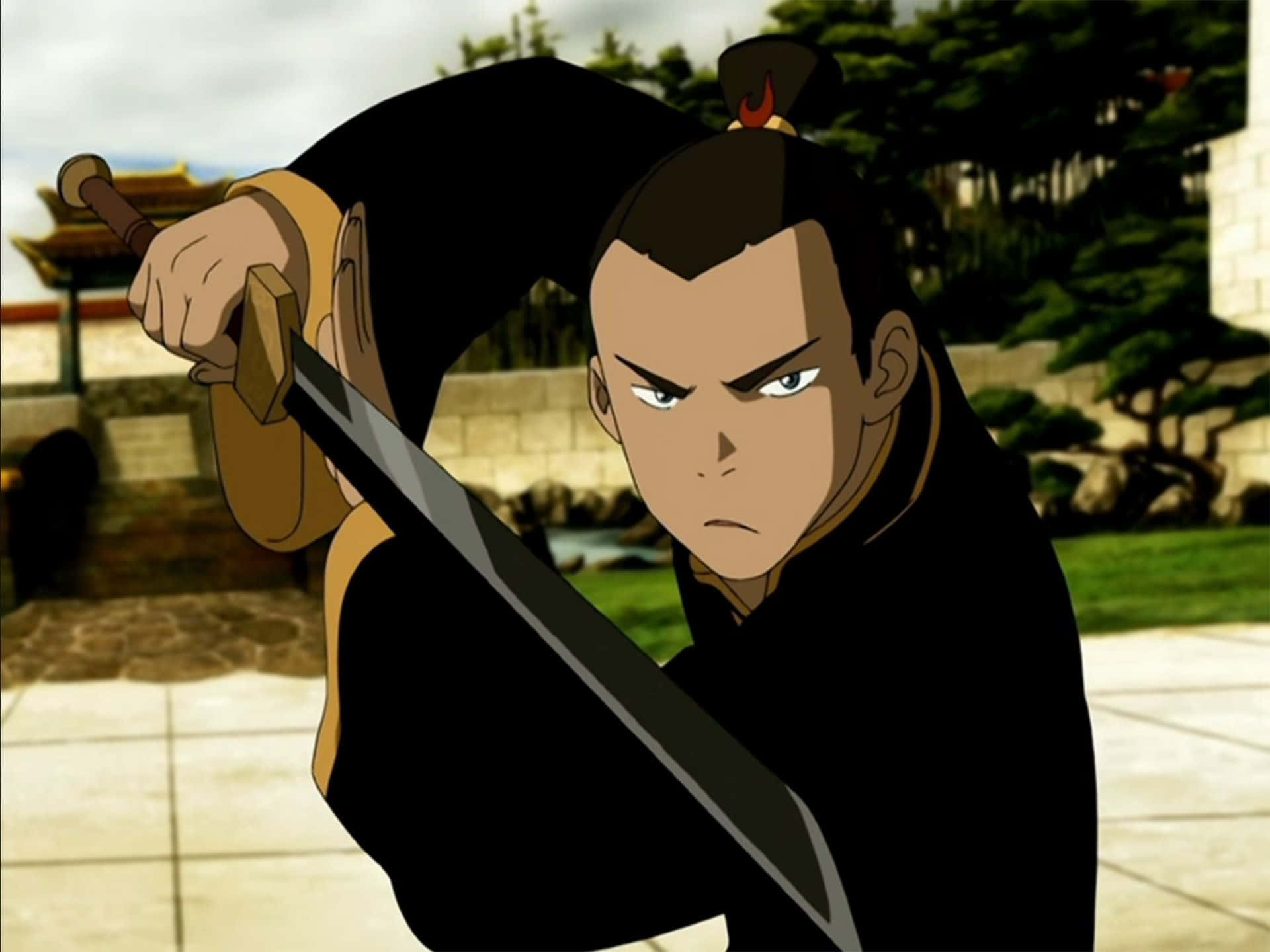 Sokka, black and gold armor, sword, Full HD Desktop Wallpaper