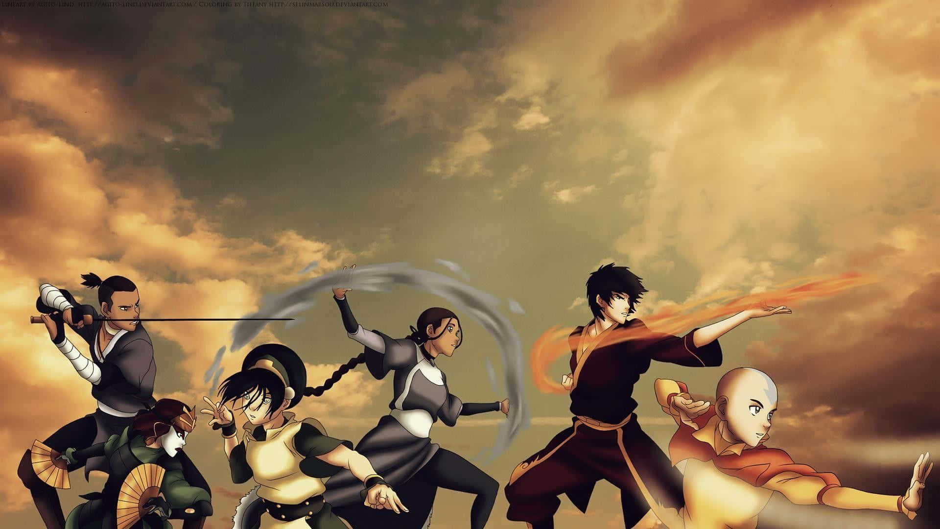 Sokka, golden sky, animated warriors, Full HD Desktop Wallpaper