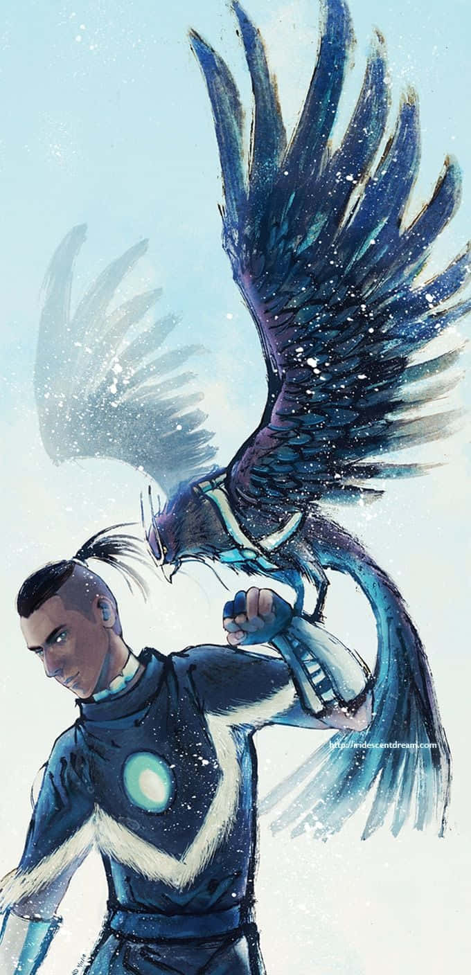 Sokka, blue armor, dark blue bird of prey, HD Phone Wallpaper