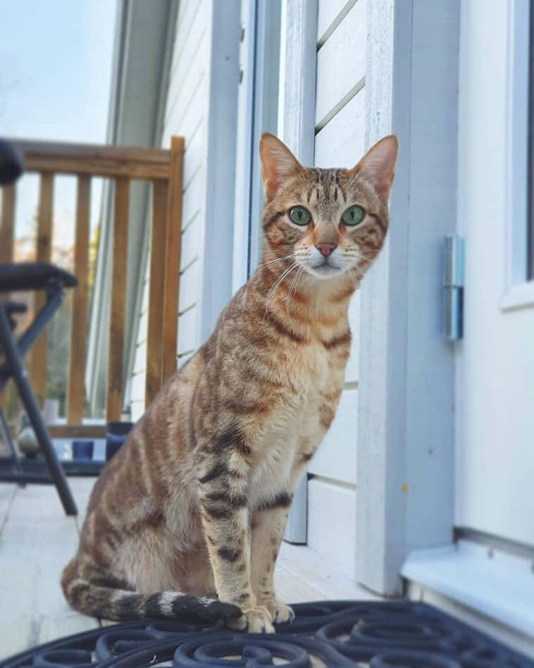 Sokoke, tabby cat, green eyes, SD Phone Wallpaper