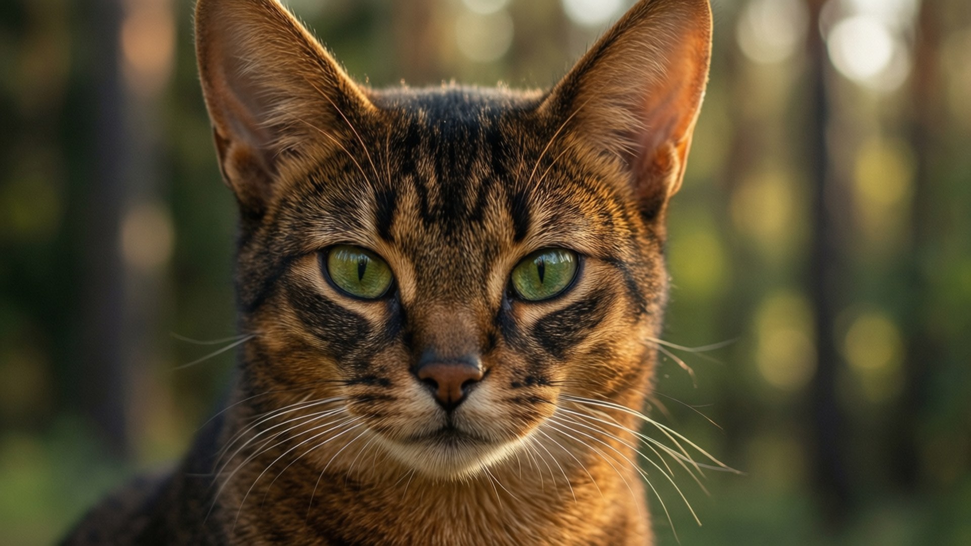 Sokoke, emerald gaze, vivid green eyes, Full HD Desktop Wallpaper