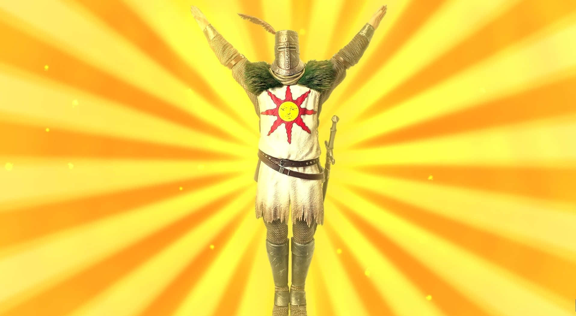 Solaire Of Astora, sun emblem, radiant yellow sunburst background, HD Desktop Wallpaper