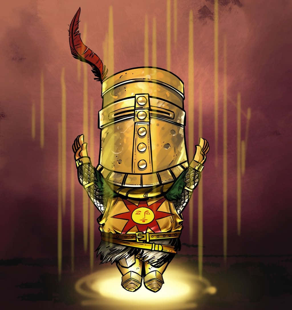 Solaire of Astora, golden armor, sun emblem, SD Phone Wallpaper