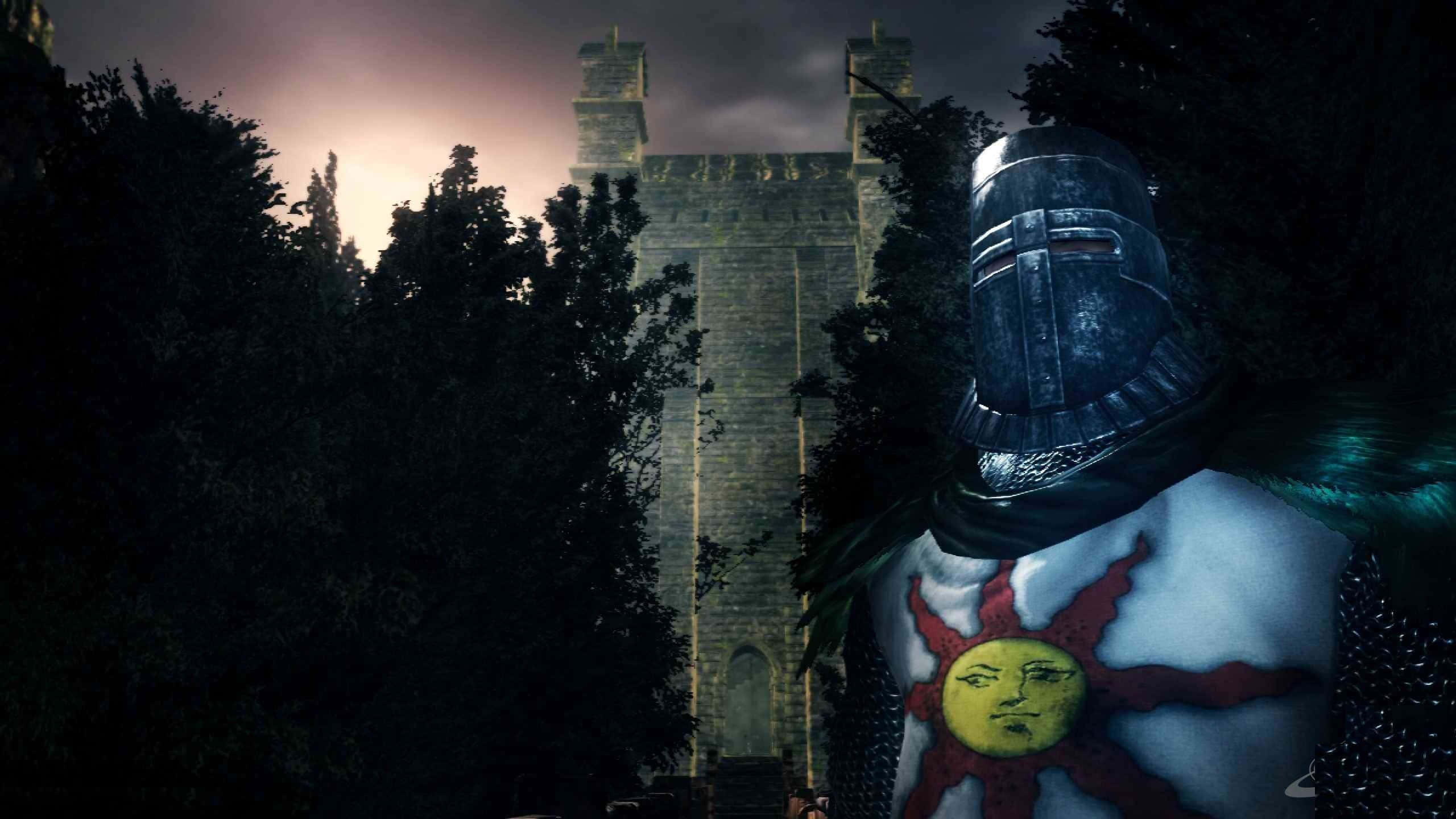 Solaire of Astora, dark armor, sun symbol, 2K Desktop Wallpaper