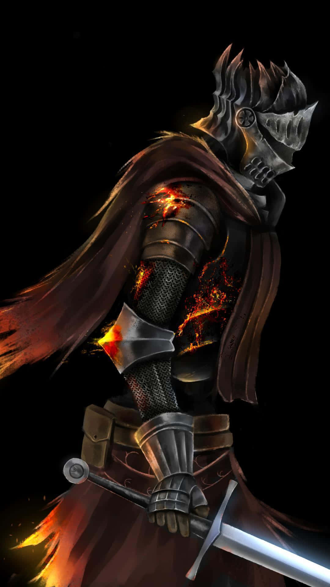 Solaire of Astora, ornate armor, glowing fiery wounds, Full HD Phone Wallpaper