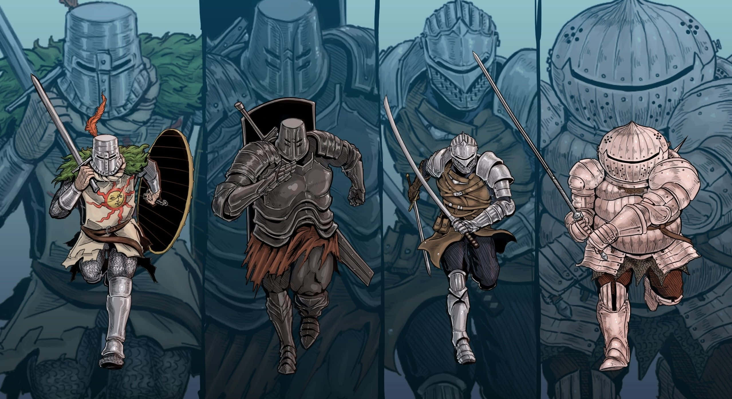 Solaire of Astora, medieval armor, swords, Full HD Desktop Wallpaper