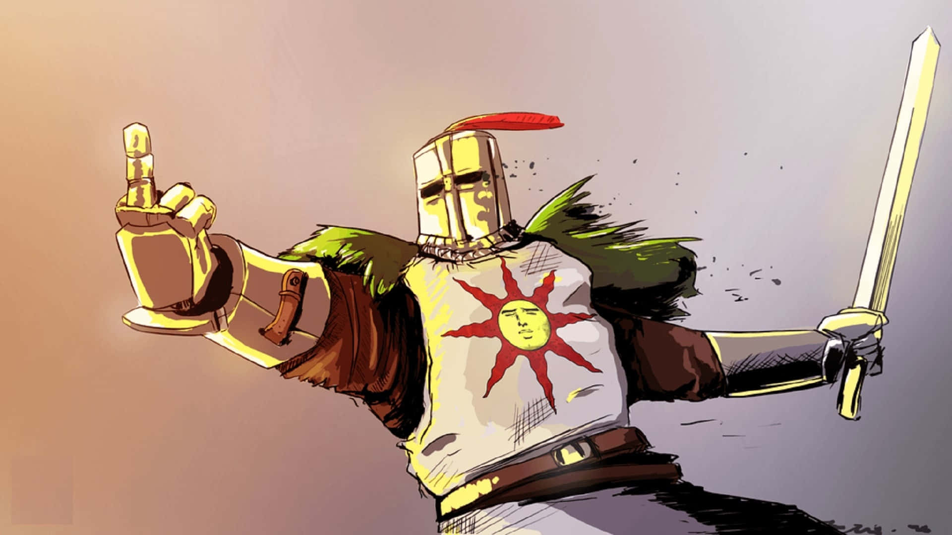 Solaire of Astora, golden armor, sword, Full HD Desktop Wallpaper