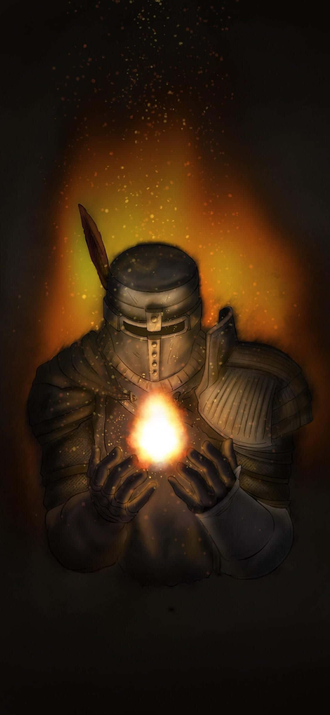 Solaire of Astora, dark armor, glowing orb, Full HD Phone Wallpaper