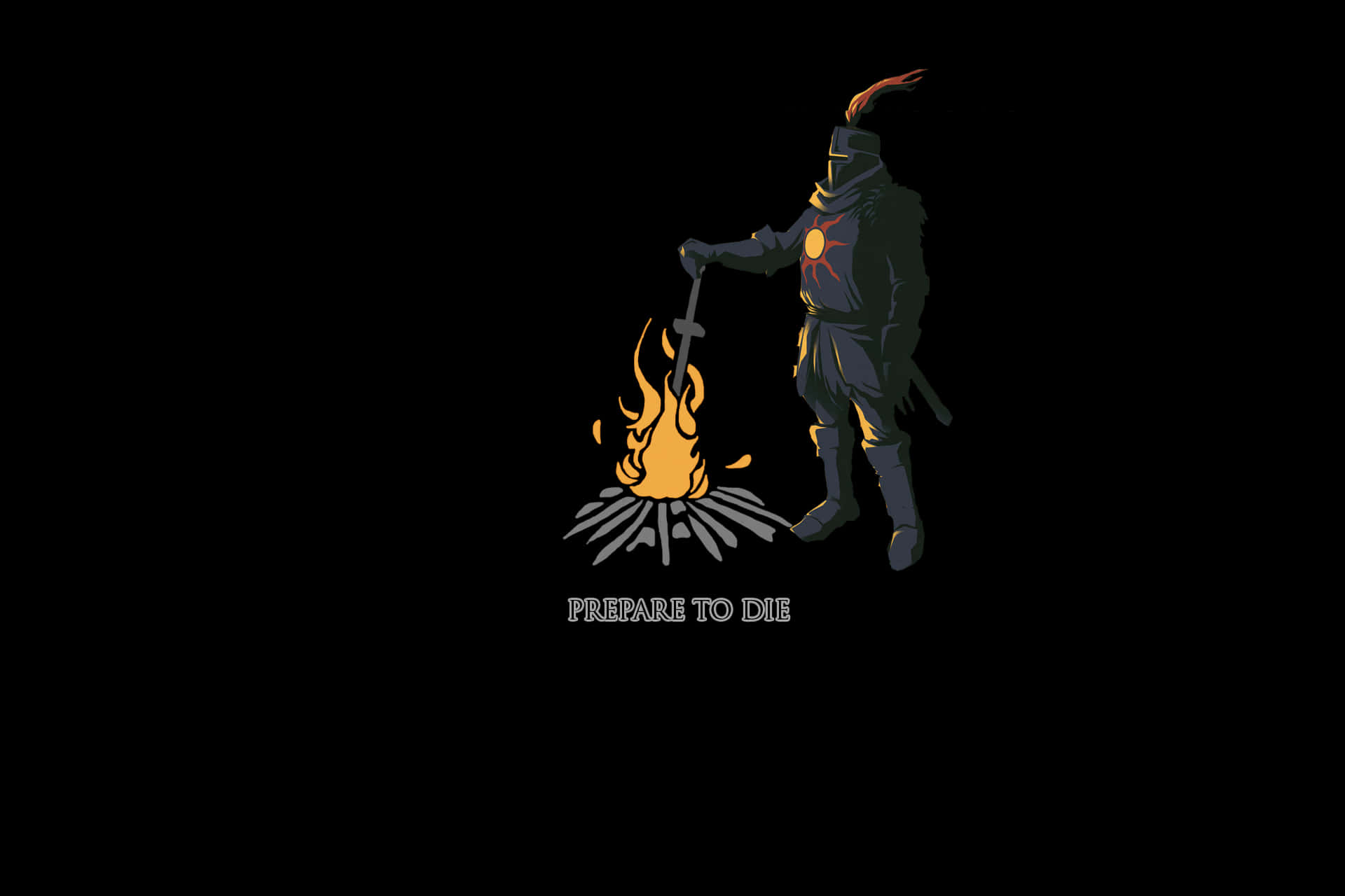 Solaire of Astora, dark armor, campfire, Full HD Desktop Wallpaper