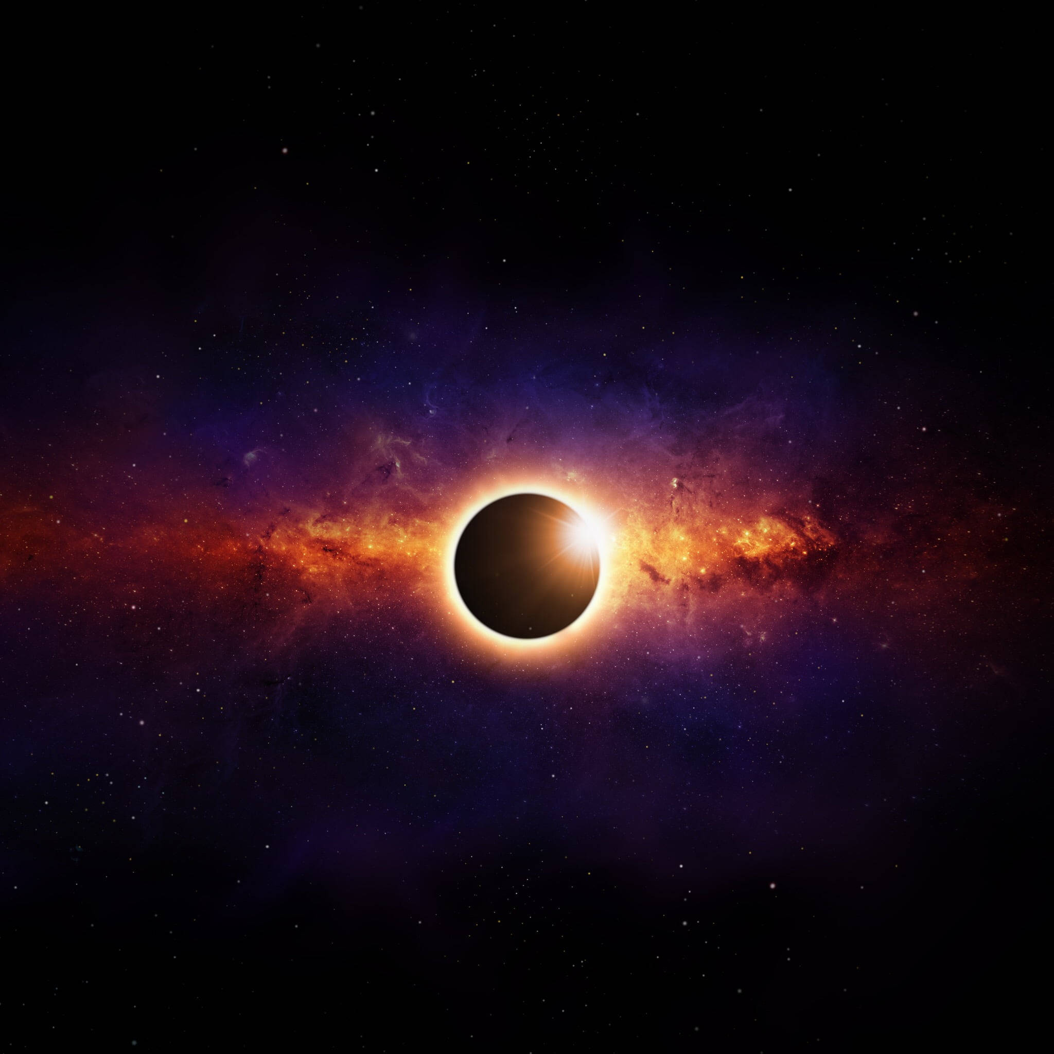 galaxy, solar eclipse, black hole, Full HD Desktop Wallpaper