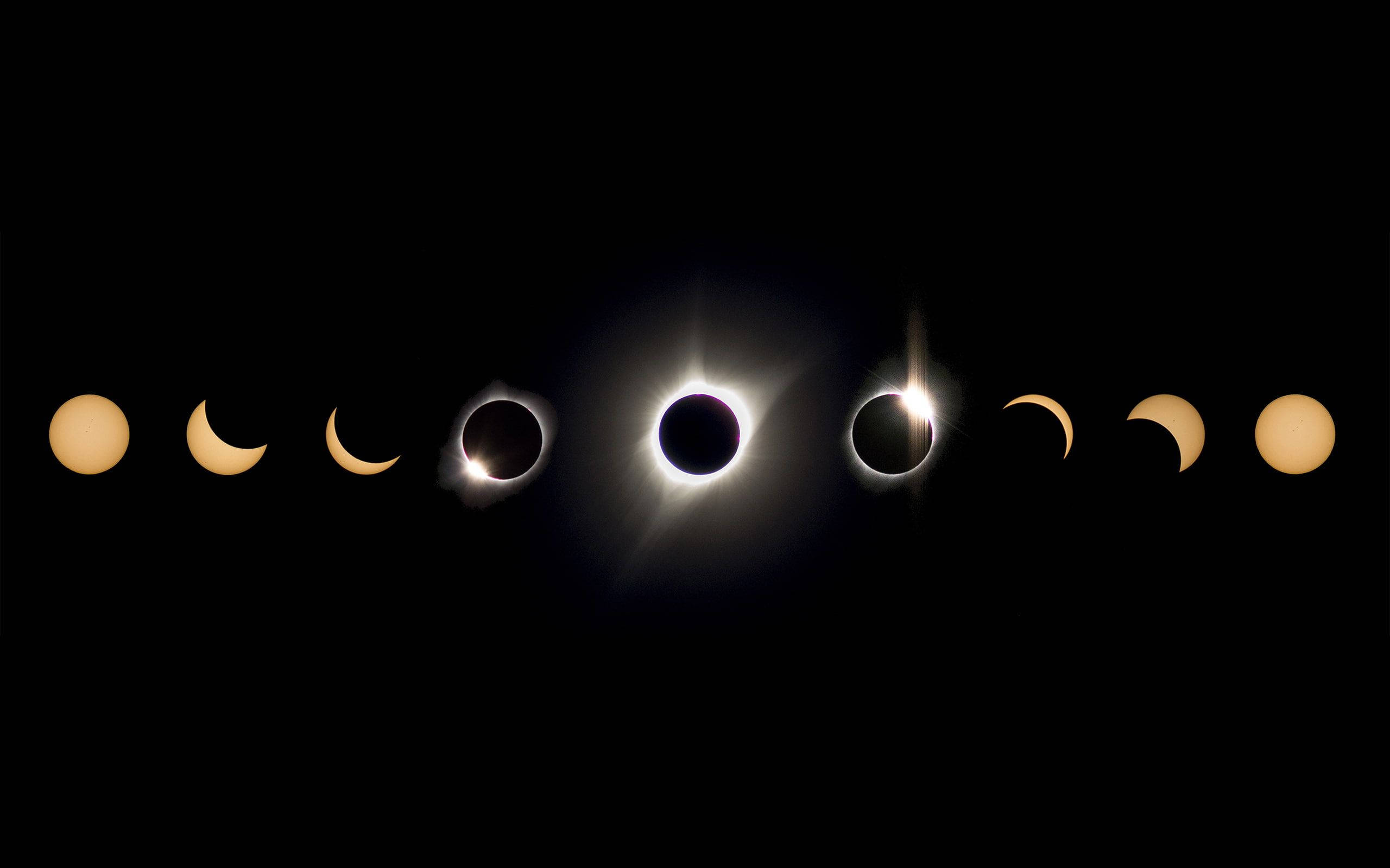 solar eclipse phases, full, total, 2K Desktop Wallpaper