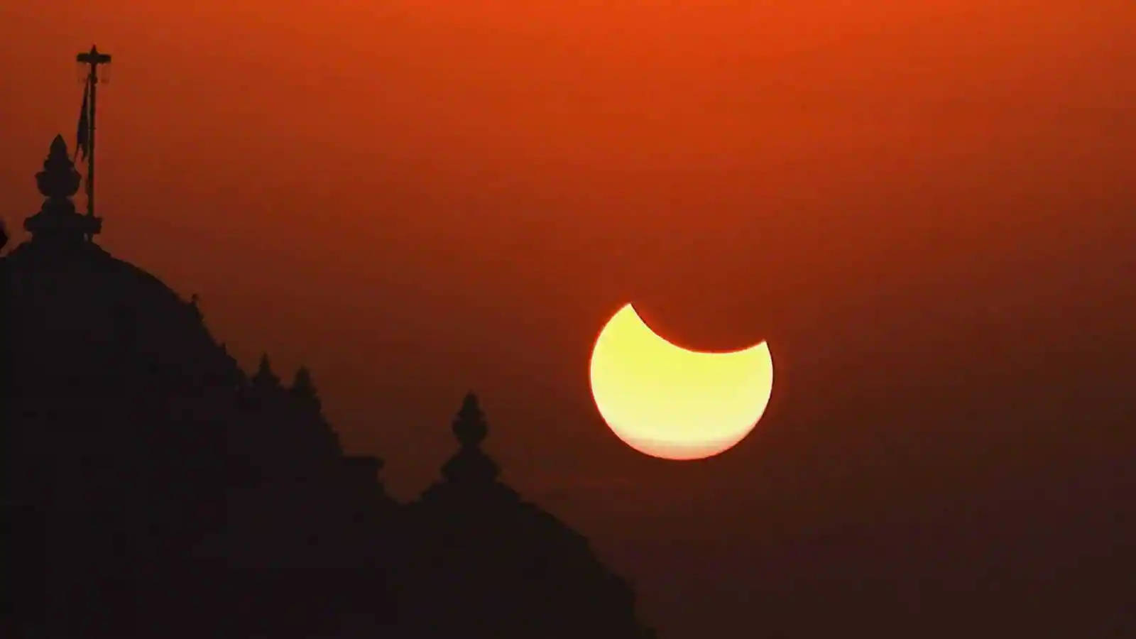 Solar Eclipse, dusk, church, HD Desktop Wallpaper