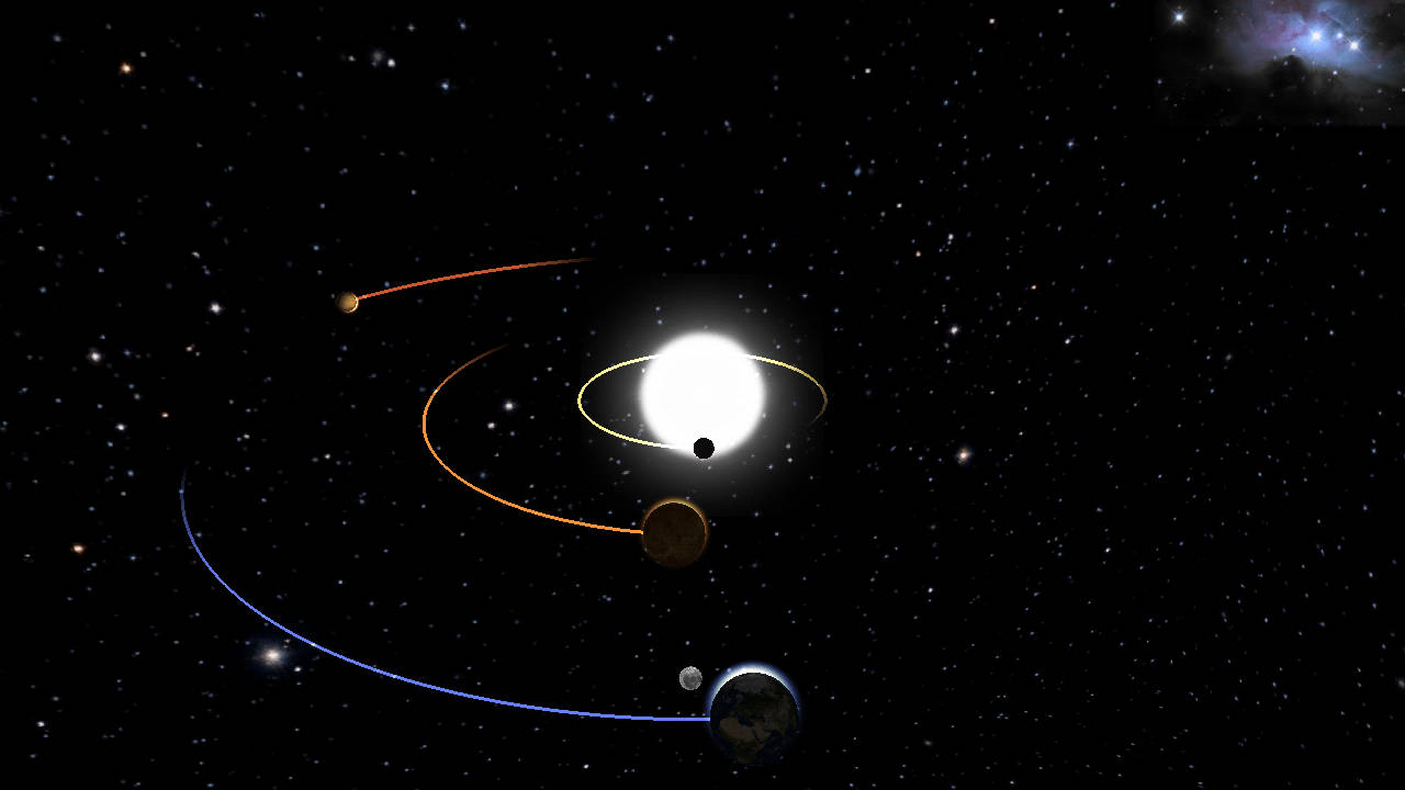 Solar System, glowing nebula, orbiting planets, HD Desktop Wallpaper
