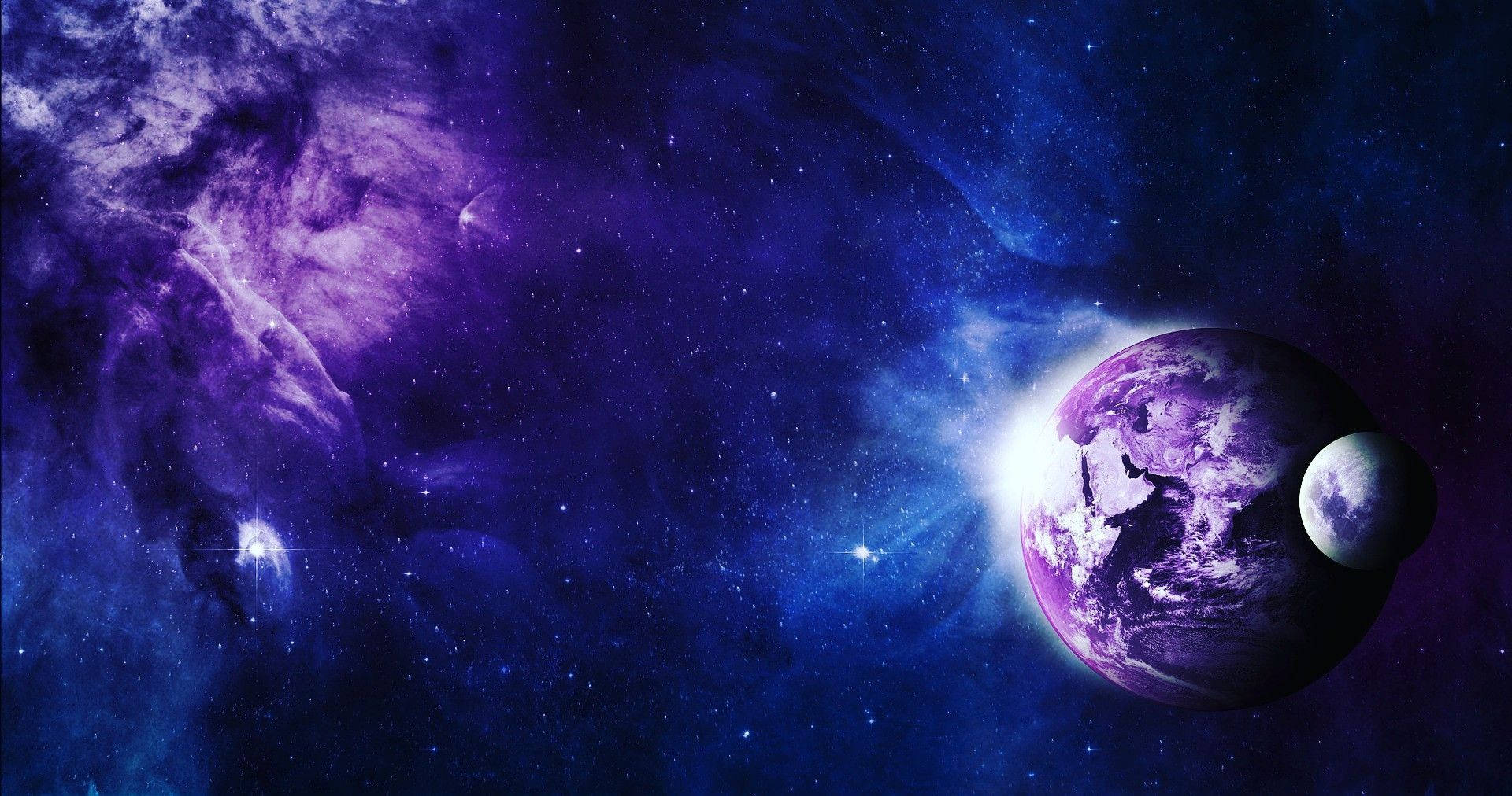 purple mercury, nebula, glowing planet, Full HD Desktop Wallpaper
