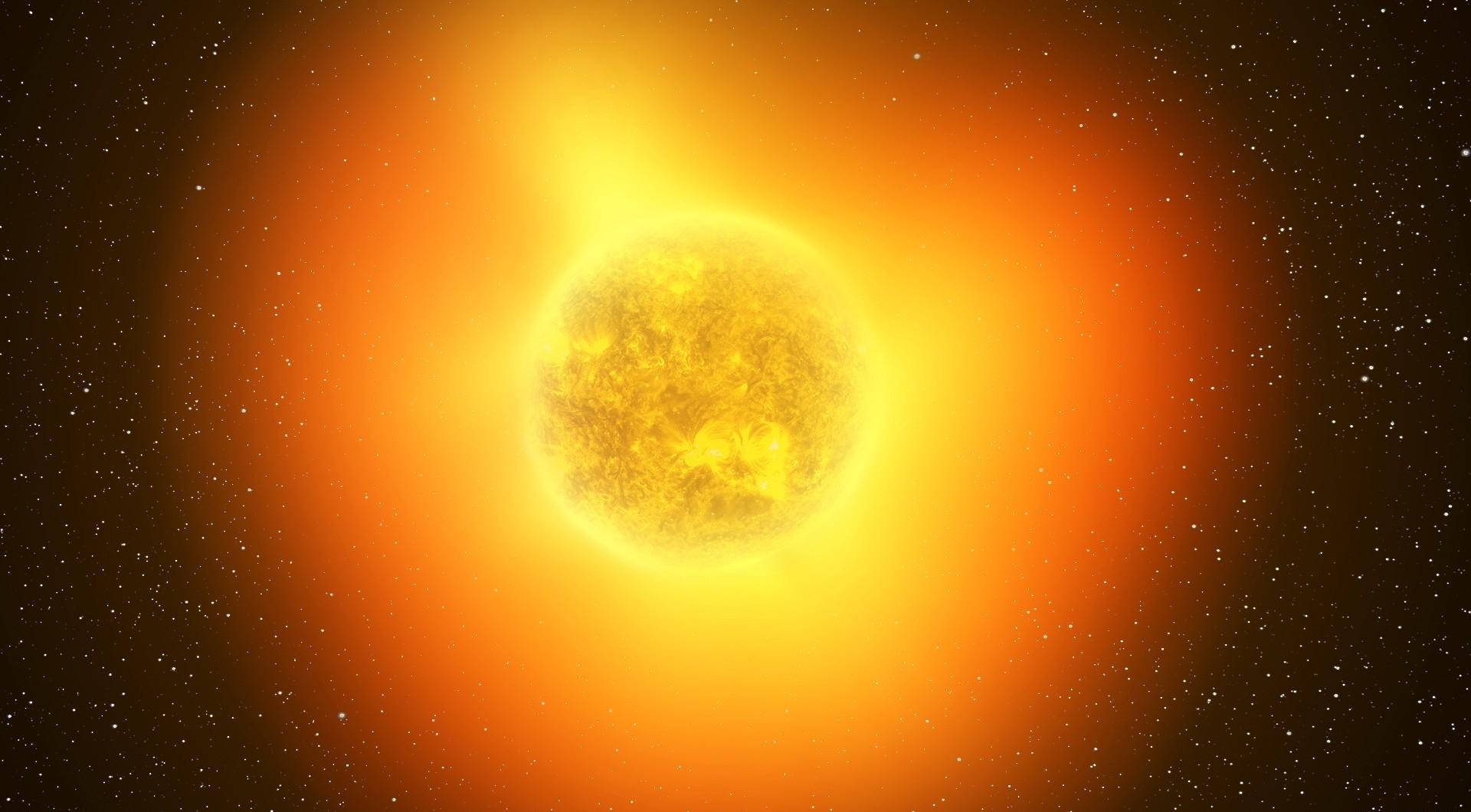 Fiery Sun, solar system, orange corona, Full HD Desktop Wallpaper