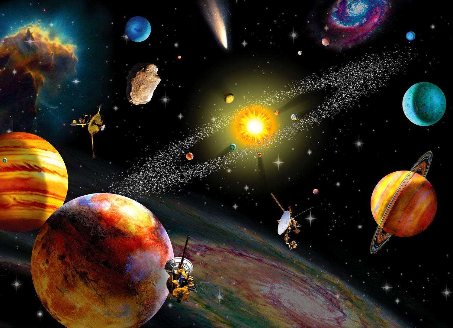 Solar System, colorful planets, satellites, HD Desktop Wallpaper