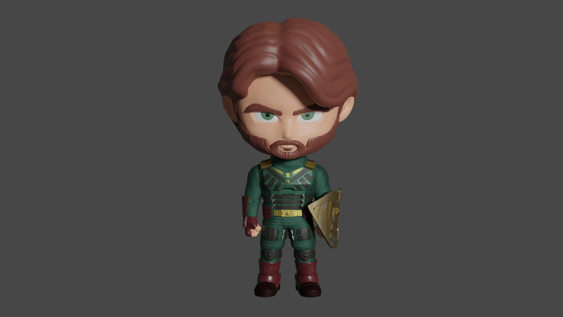 Soldier Boy, chibi-style, green armor, Full HD Desktop Wallpaper